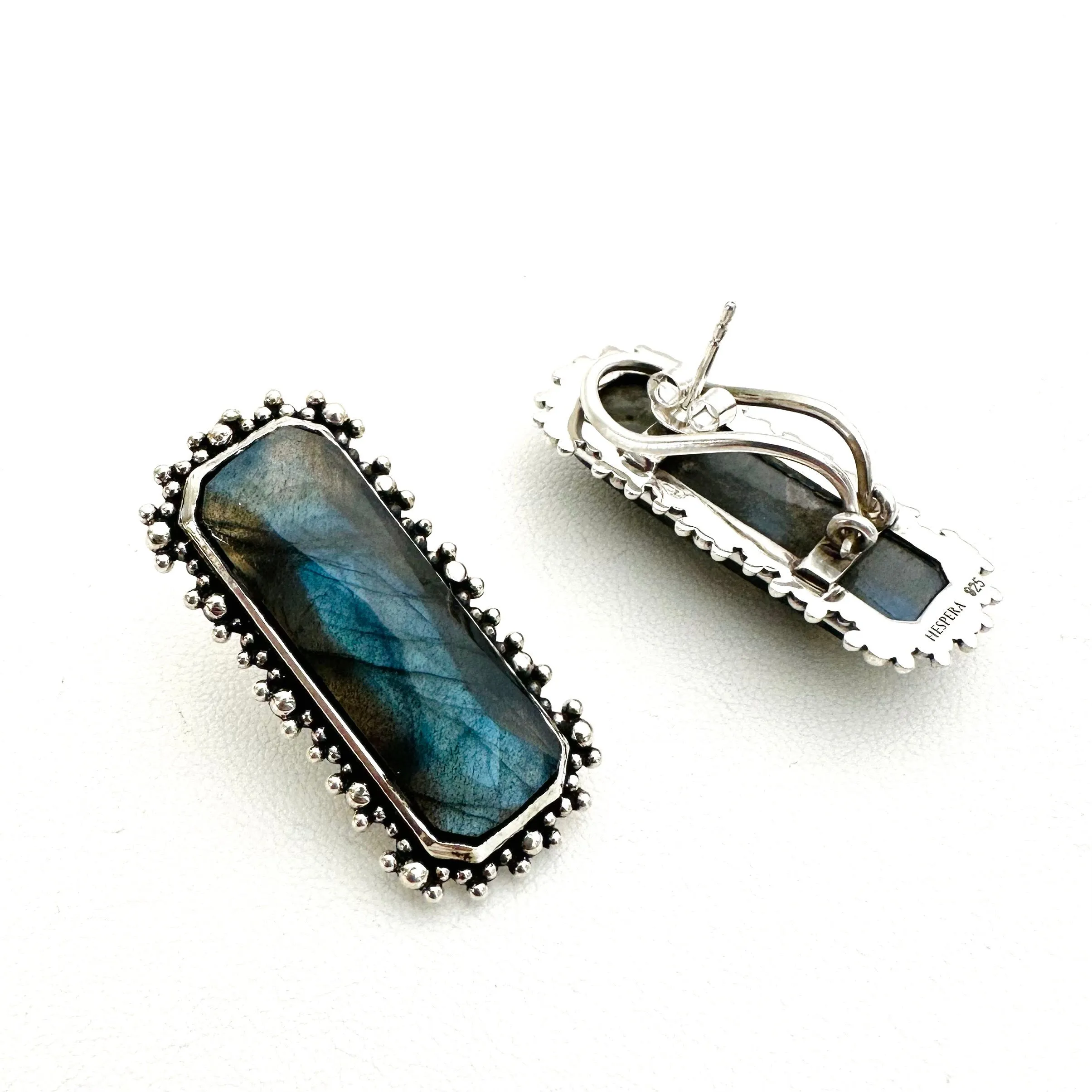 Brilliant Baguettes Studs - Labradorite