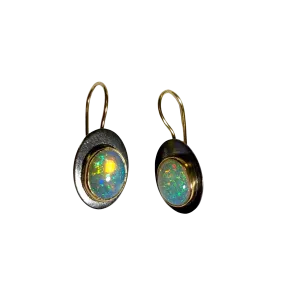 Brilliant Ethiopian Opal Cabochon Earrings