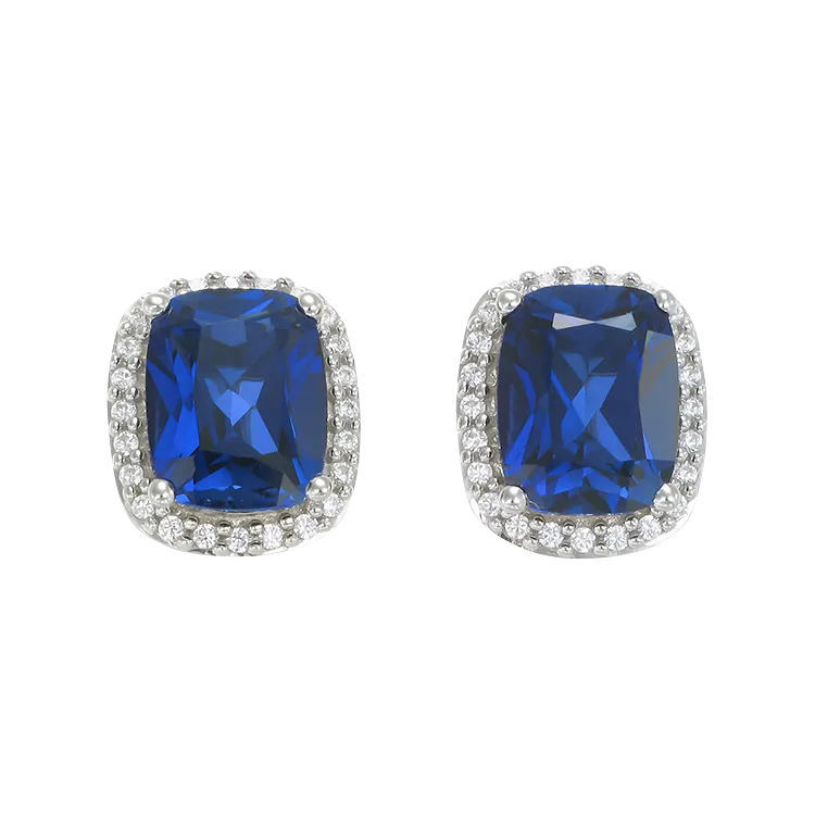 Brilliant Sapphire Cushion Cut Earrings