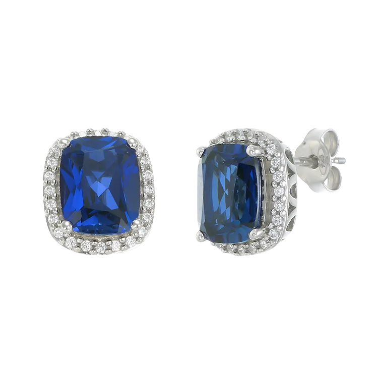 Brilliant Sapphire Cushion Cut Earrings