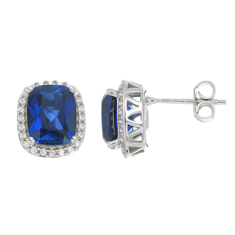 Brilliant Sapphire Cushion Cut Earrings