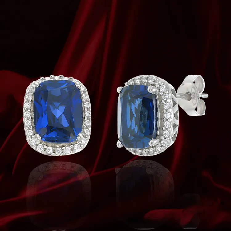 Brilliant Sapphire Cushion Cut Earrings