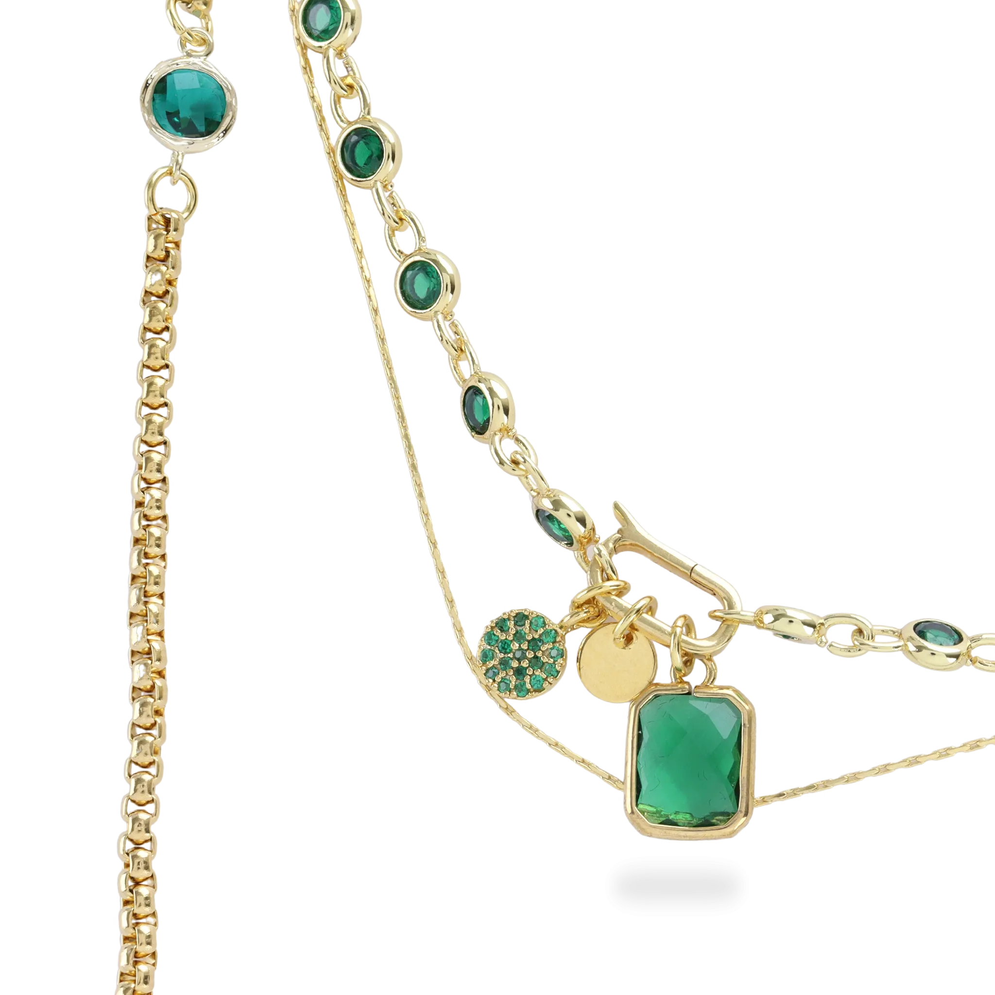 CAN OPENER GOLD EMERALD NECKLACE SET