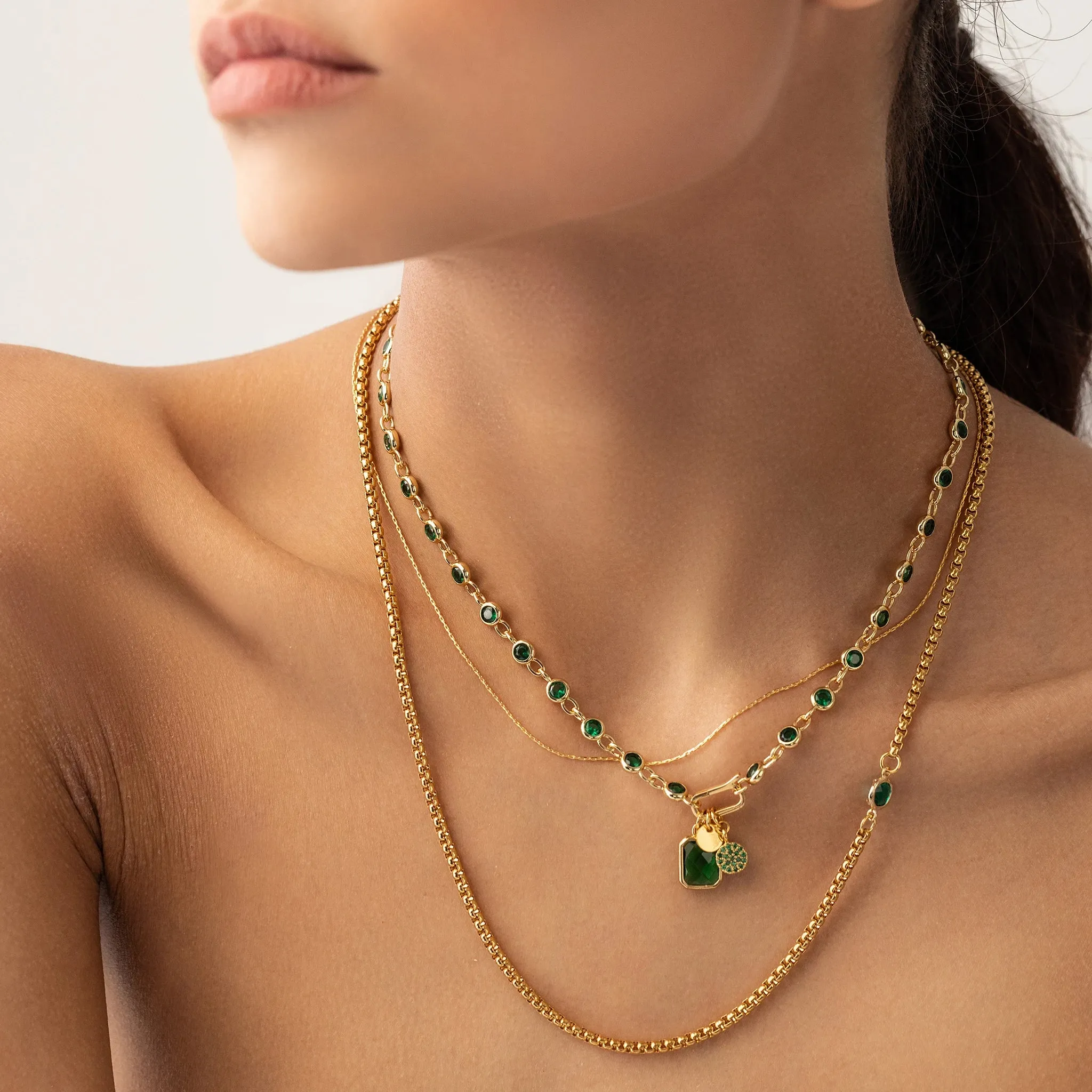 CAN OPENER GOLD EMERALD NECKLACE SET