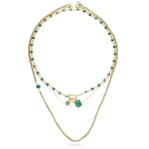 CAN OPENER GOLD EMERALD NECKLACE SET