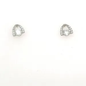 Clear stone set white gold studs