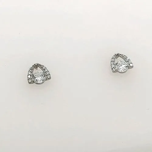 Clear stone set white gold studs