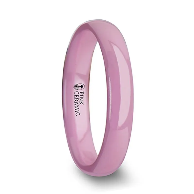 CORAL | Women's Pink Ceramic Ring, Shiny, Domed