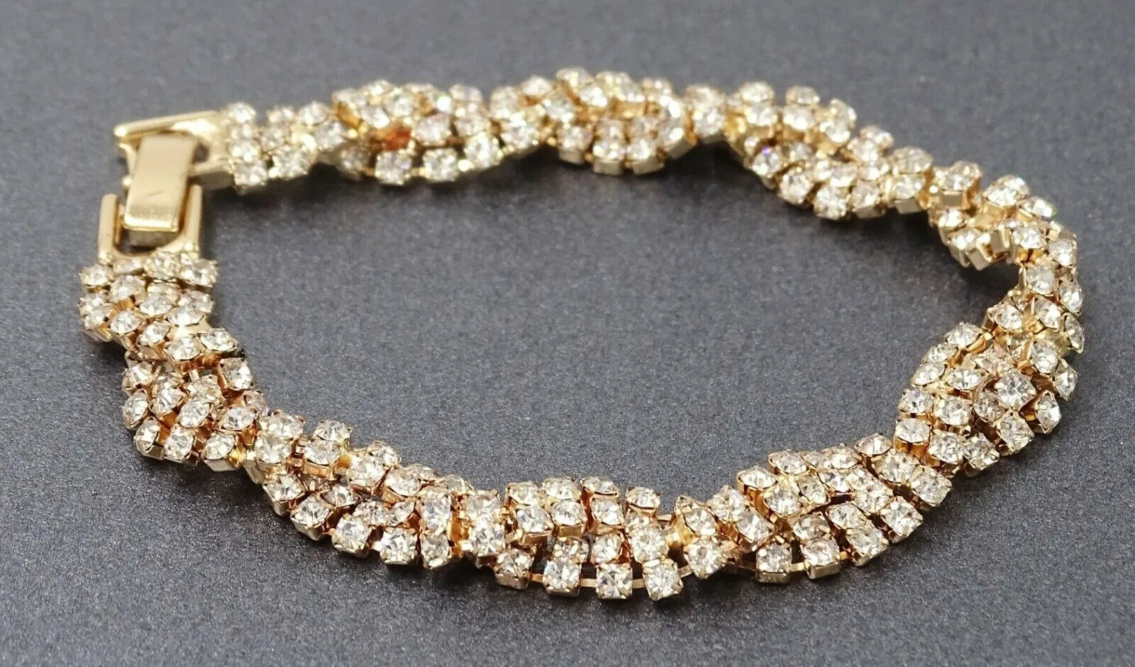 Crystal Glass & Rhinestone Gold Plated Bracelet