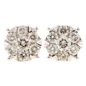 Diamond Cluster Stud Earrings