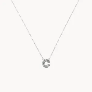 Diamond Letter C Necklace in Silver