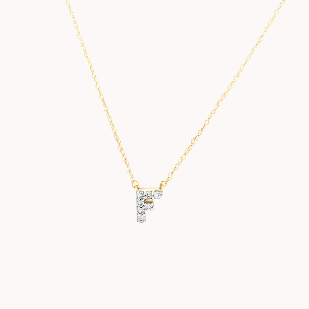 Diamond Letter F Necklace in 10k Gold