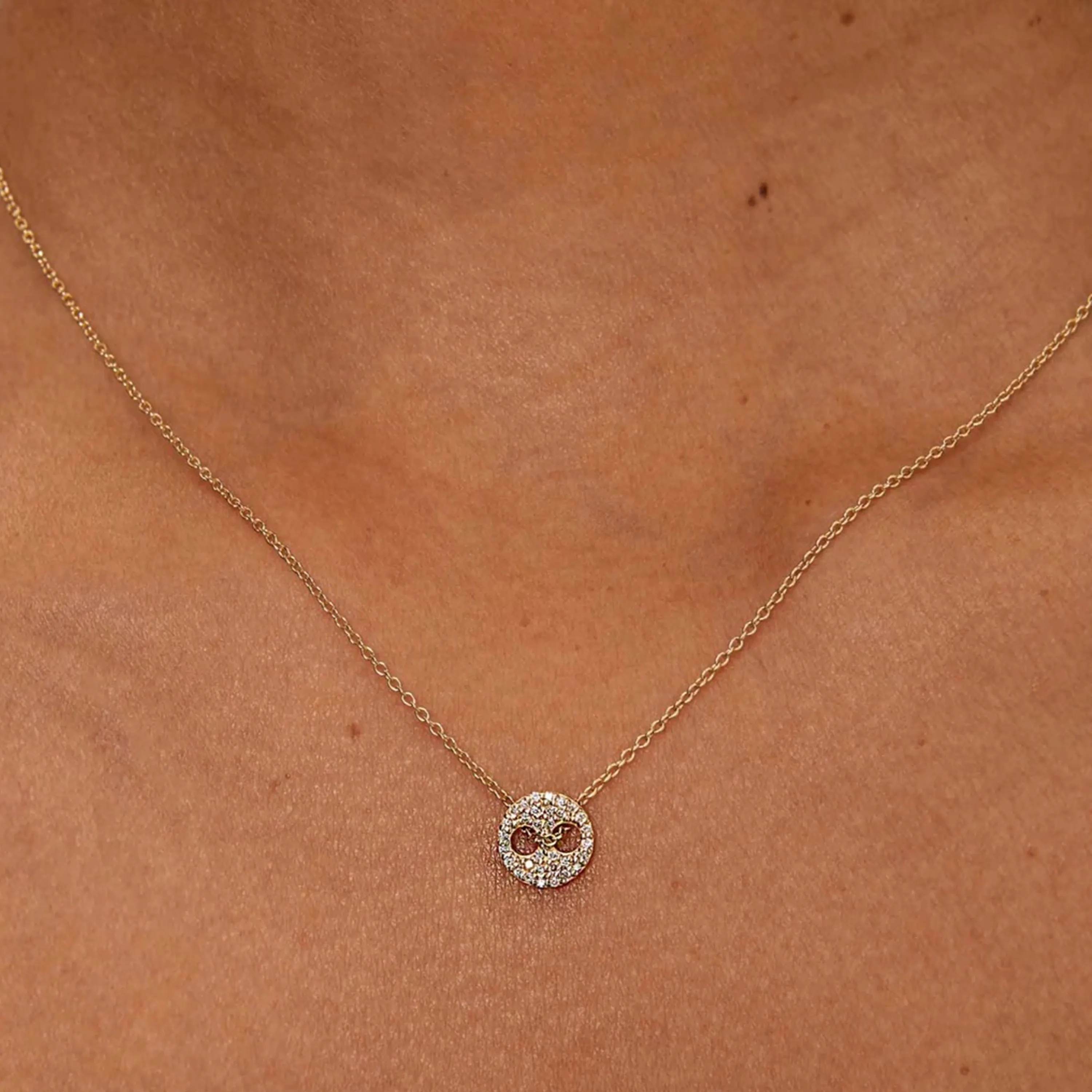 Diamond Signature Button Necklace