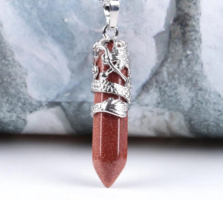 Dragon Necklace Quartz Necklaces Natural Crystal Stone Hexagonal Prism Ethnic Pendant Necklace