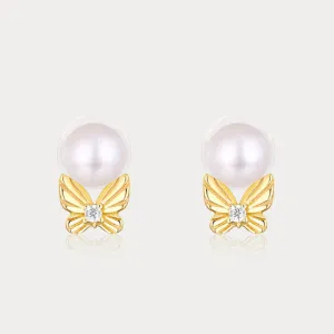 Dream Catching Butterfly Pearl Earrings