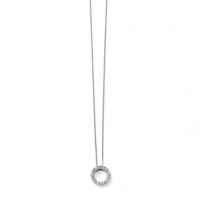 Elements 9ct White Gold Open Circle Pendant With Diamonds GP948