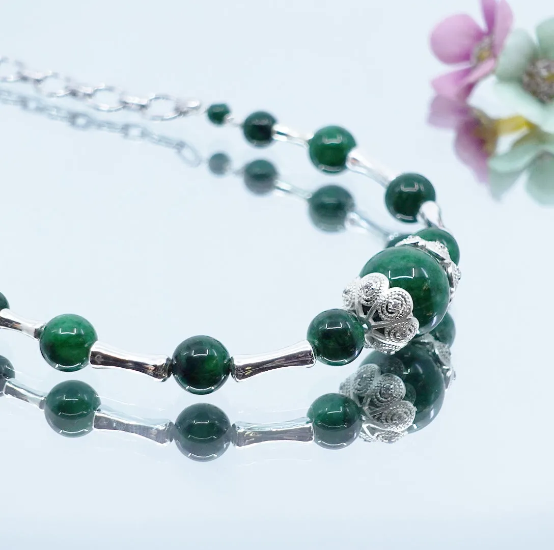 Elf Forest Jadeite Statement Necklace Set