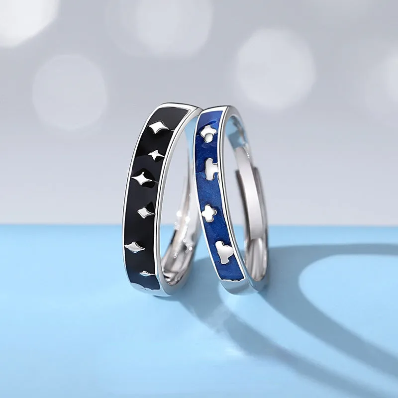 Engraved Cute Matching Couple Rings Set