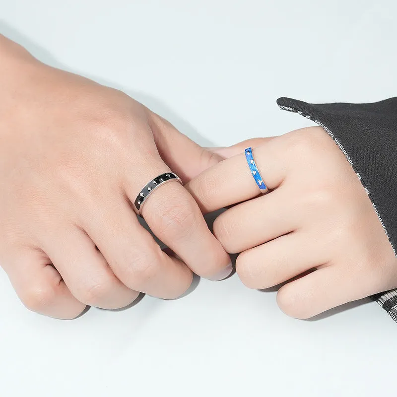 Engraved Cute Matching Couple Rings Set