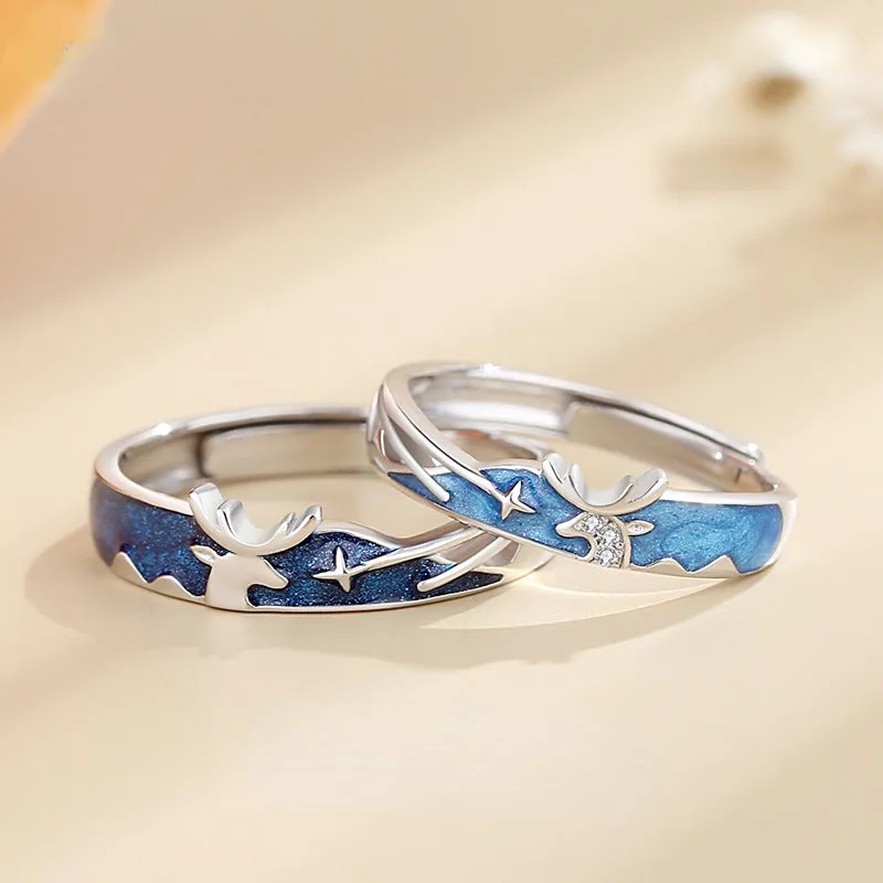 Engraved Real Sterling Silver Couple Rings Set