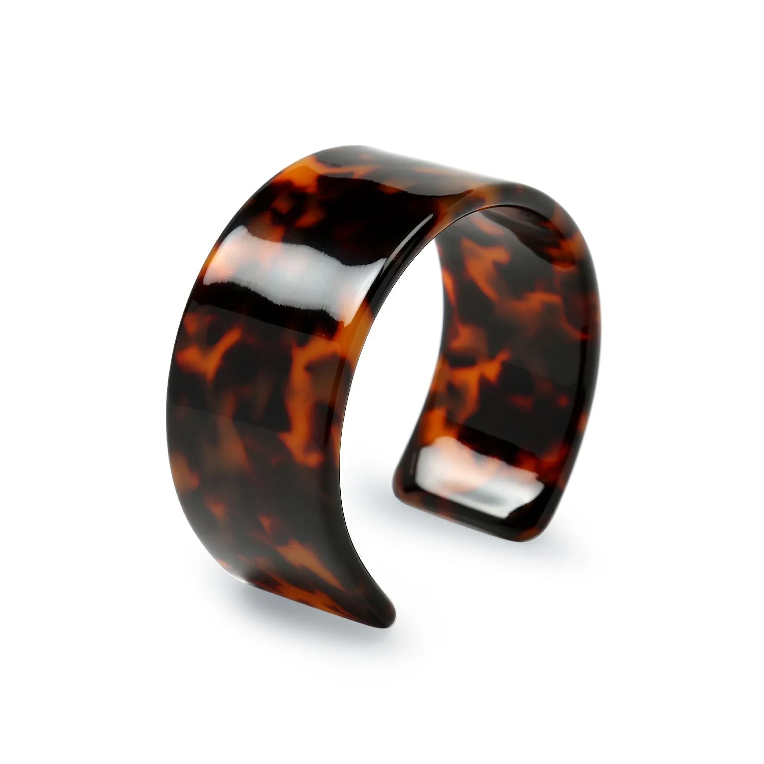 Fashion Statement Brown Golden Acrylic Leopard Tortoise Shell Cuff Bracelet