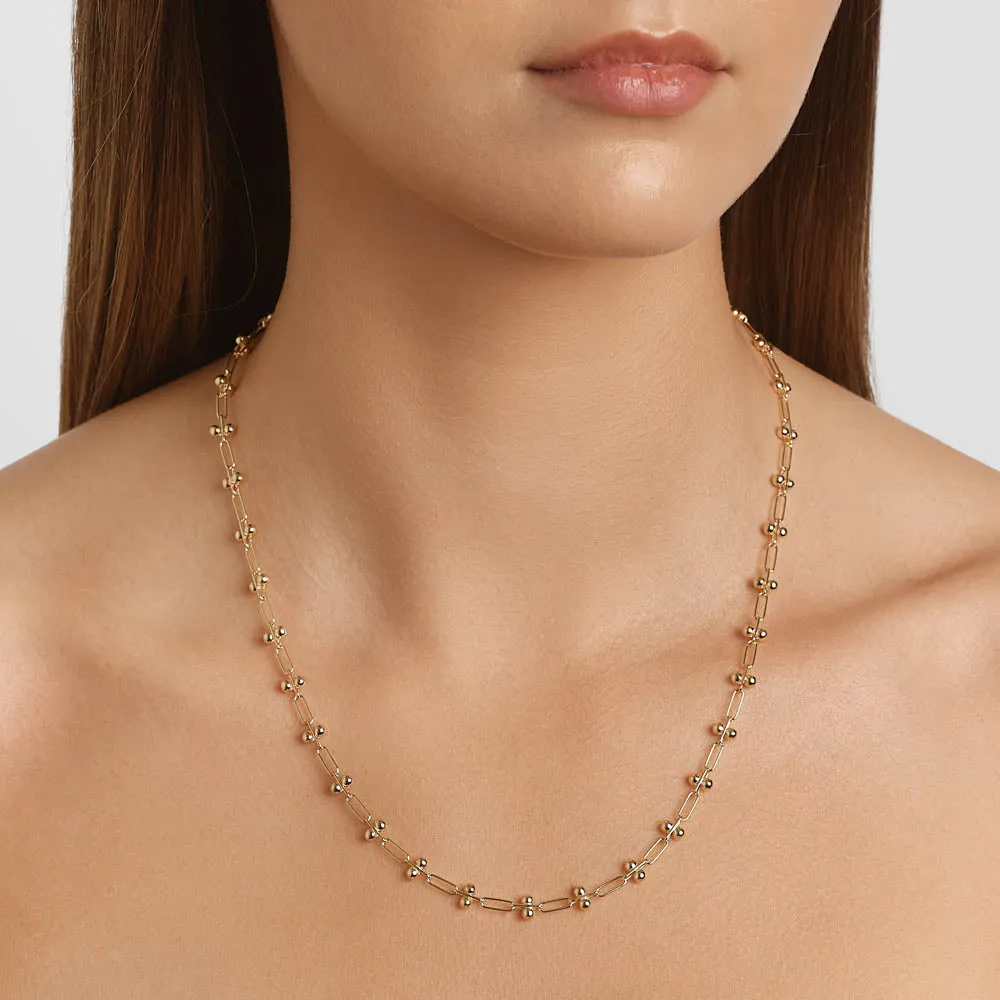 Fine Bauble Paperclip Chain Necklace in Gold