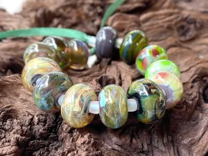 Forest Green Mixed Lampwork Beads Set SRA