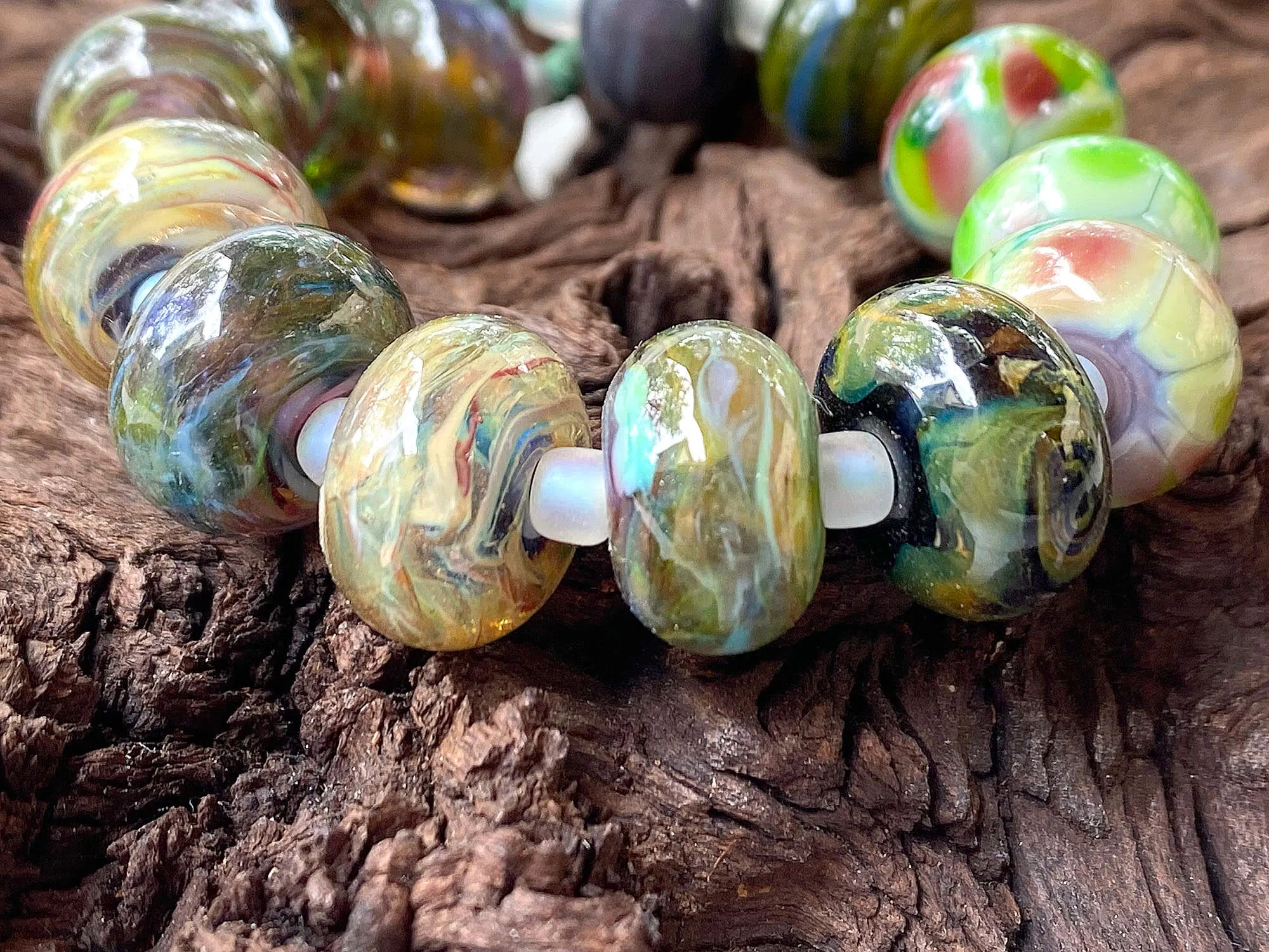 Forest Green Mixed Lampwork Beads Set SRA