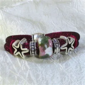 Fuchsia Metallic Cord & Handmade Fair Trade Bead Bracelet