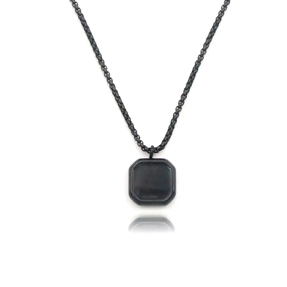 Geometric Square Necklaces For Men Natural Stone Solid Stainless Steel Polygon Pendant Necklace