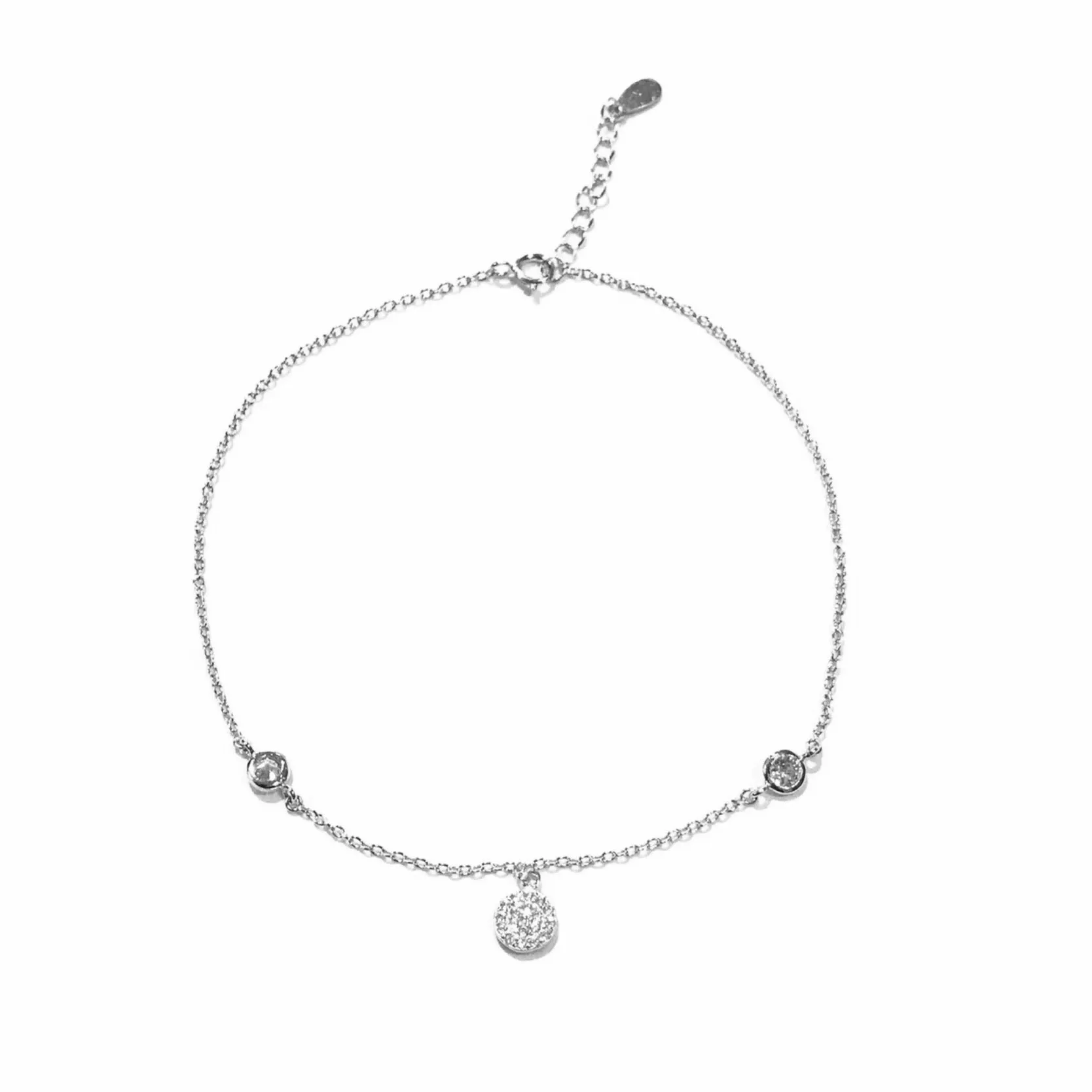 Geovana Round CZ Disc Anklet