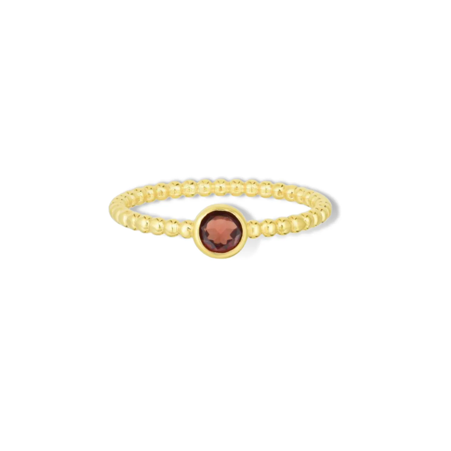 Gold Beaded Garnet Ring