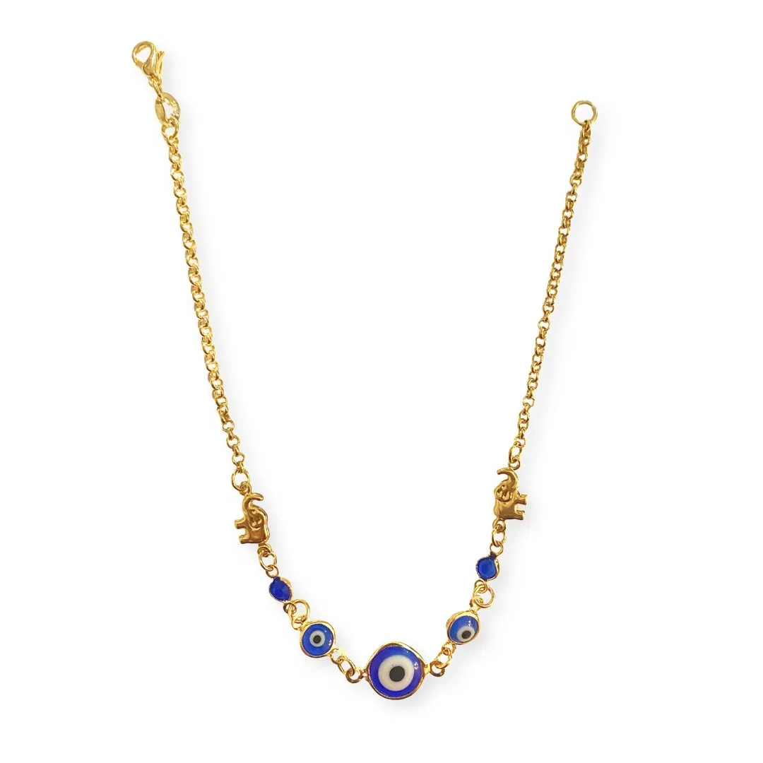 Gold Filled Evil Eye Elephant Anklet