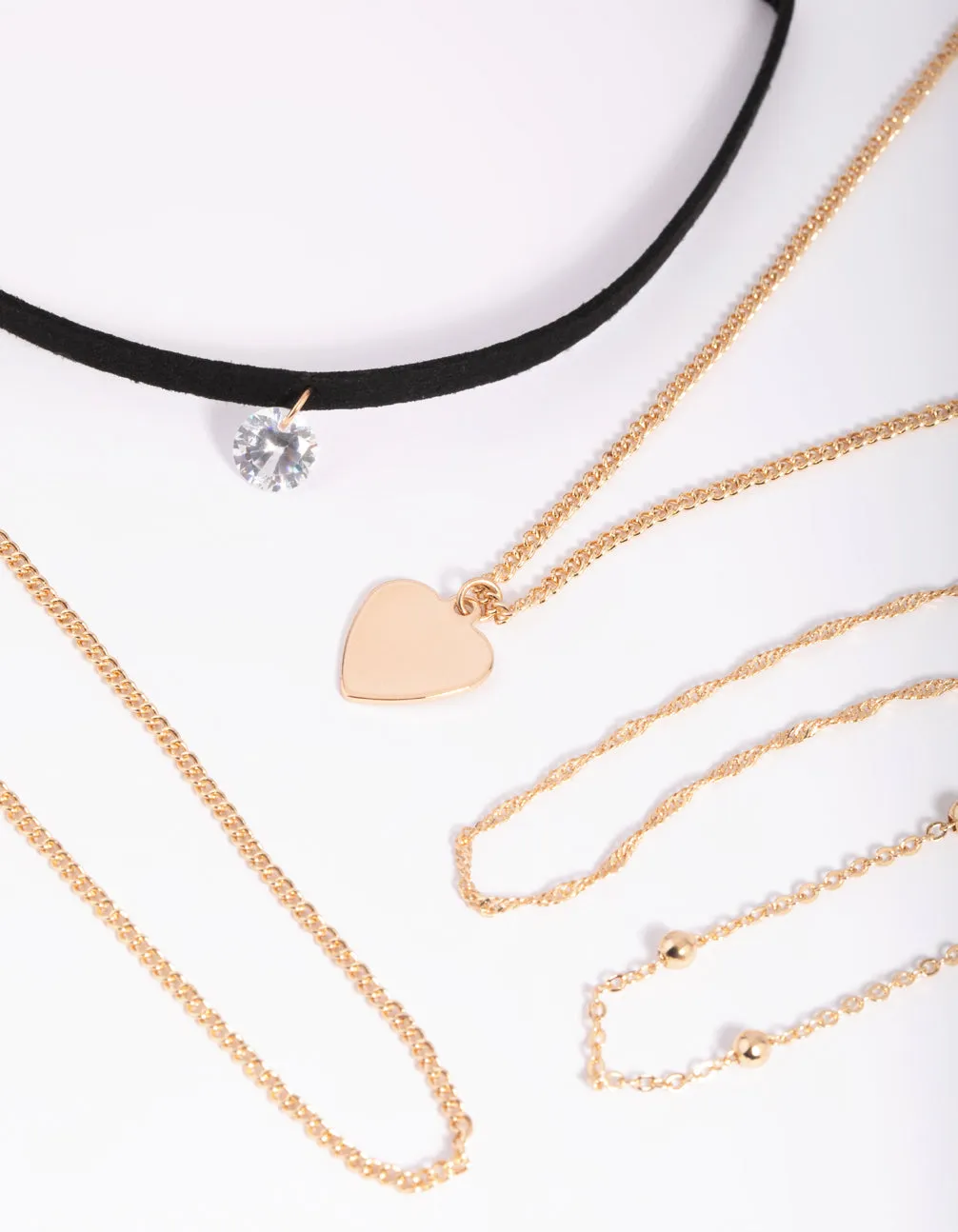 Gold Heart & Diamante Choker