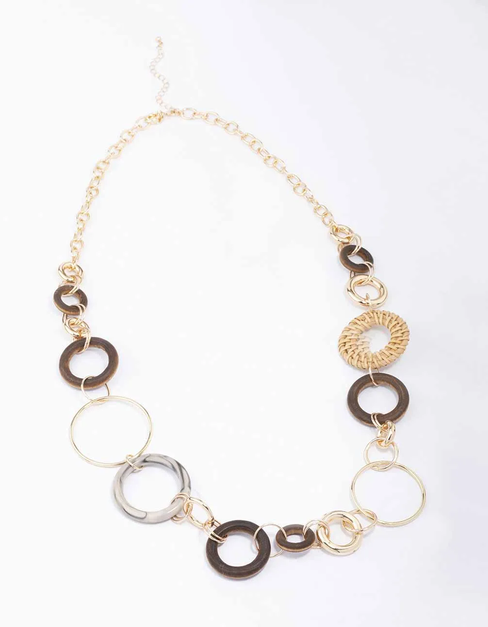 Gold Mixed Circle Chain Necklace