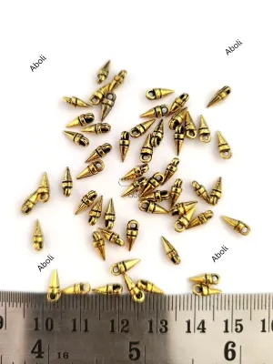 Golden spikes metal dangles jhumki 9 x 3 mm dangle charms latkan metal beads GSDB19 10 gm