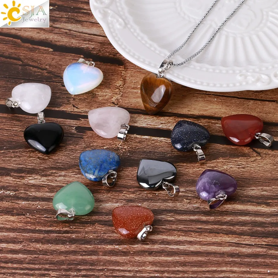 Heart Shaped Natural Stone Necklaces