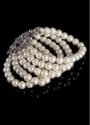 Hot Sale Silver-plated Alloy Bracelets With Rhinestones & Pearls Eye-catching