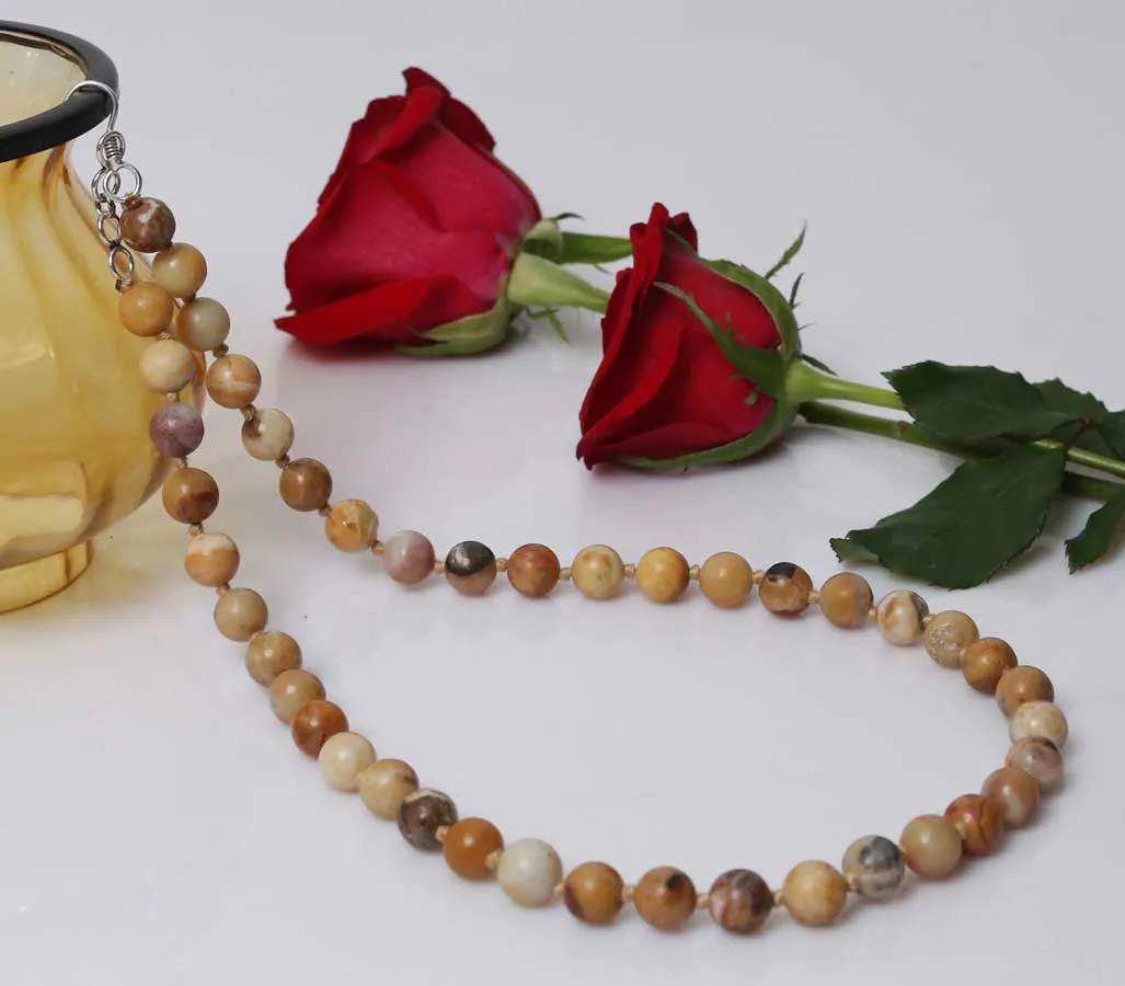 Imeora Hand Knotted Yellow Jasper 10mm Natural Stone Necklace