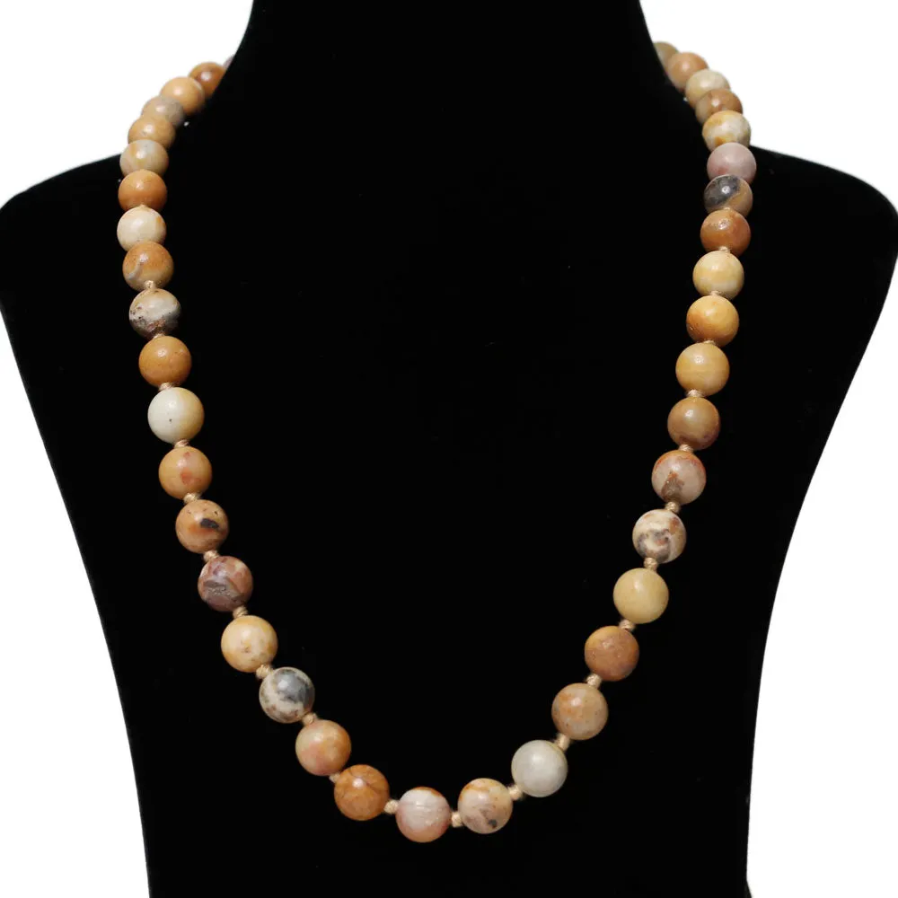 Imeora Hand Knotted Yellow Jasper 10mm Natural Stone Necklace