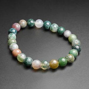 Indian Agate Bead Stone Stretch Bracelet