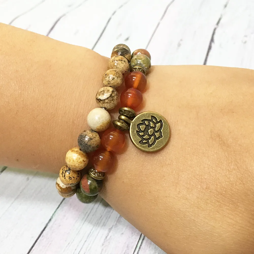 Jasper & Carnelian Mala Bead Bracelets