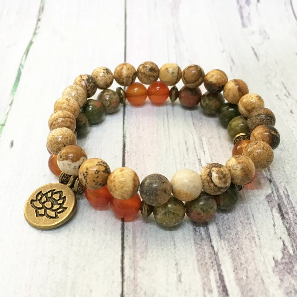 Jasper & Carnelian Mala Bead Bracelets