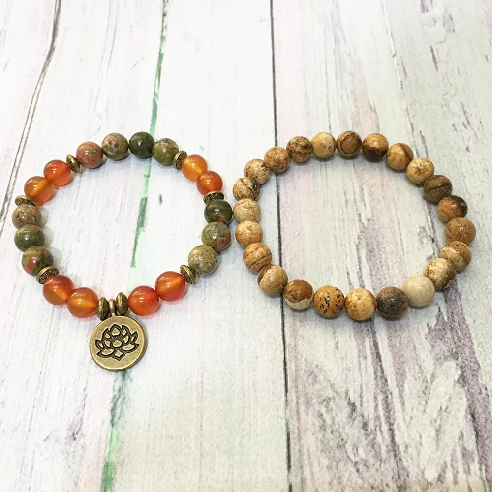 Jasper & Carnelian Mala Bead Bracelets