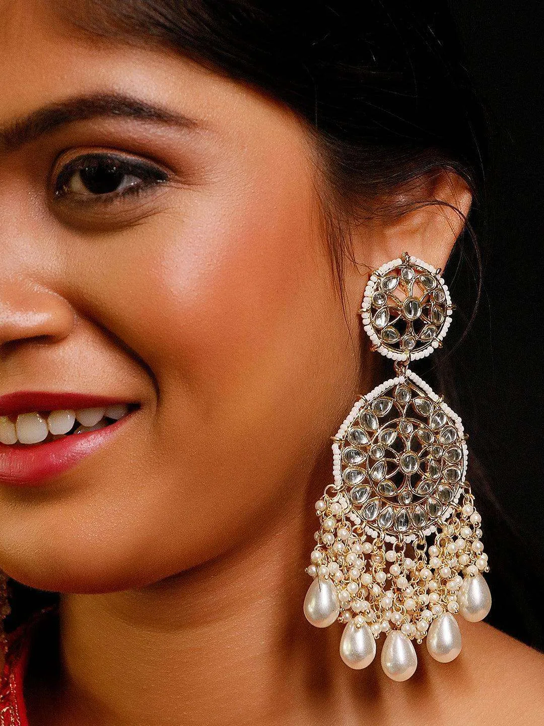 Kundan Chandbali And Pearls Earrings