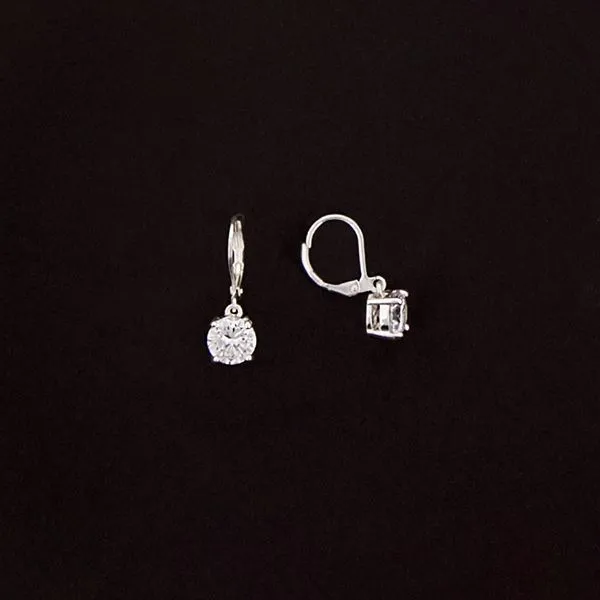 Ladies Silver Round Zirconia Earrings