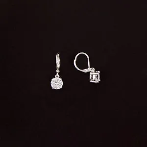 Ladies Silver Round Zirconia Earrings