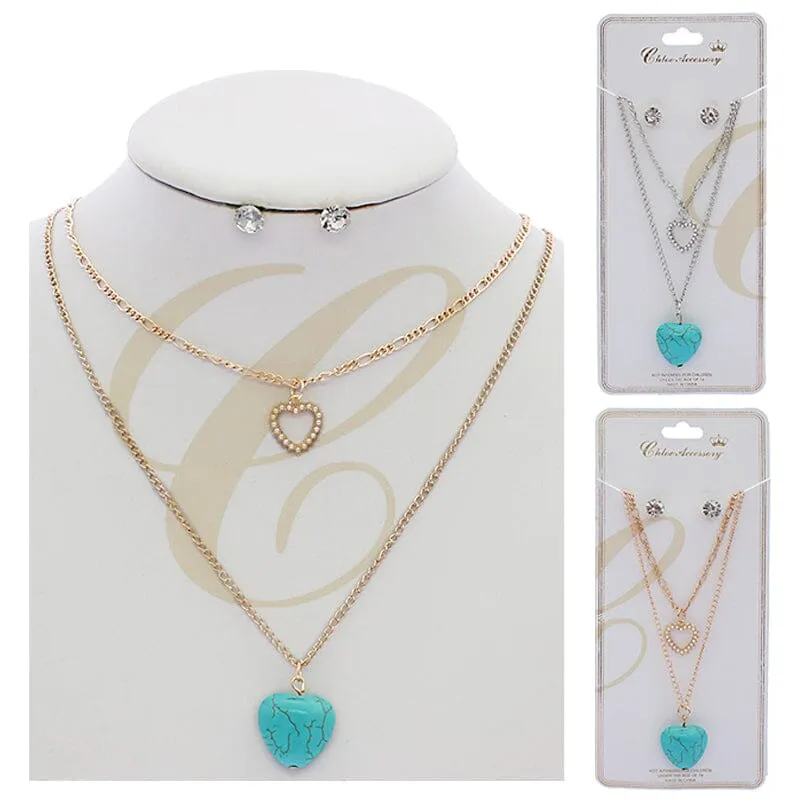 Layered Necklaces Set 0658GS (12 units)