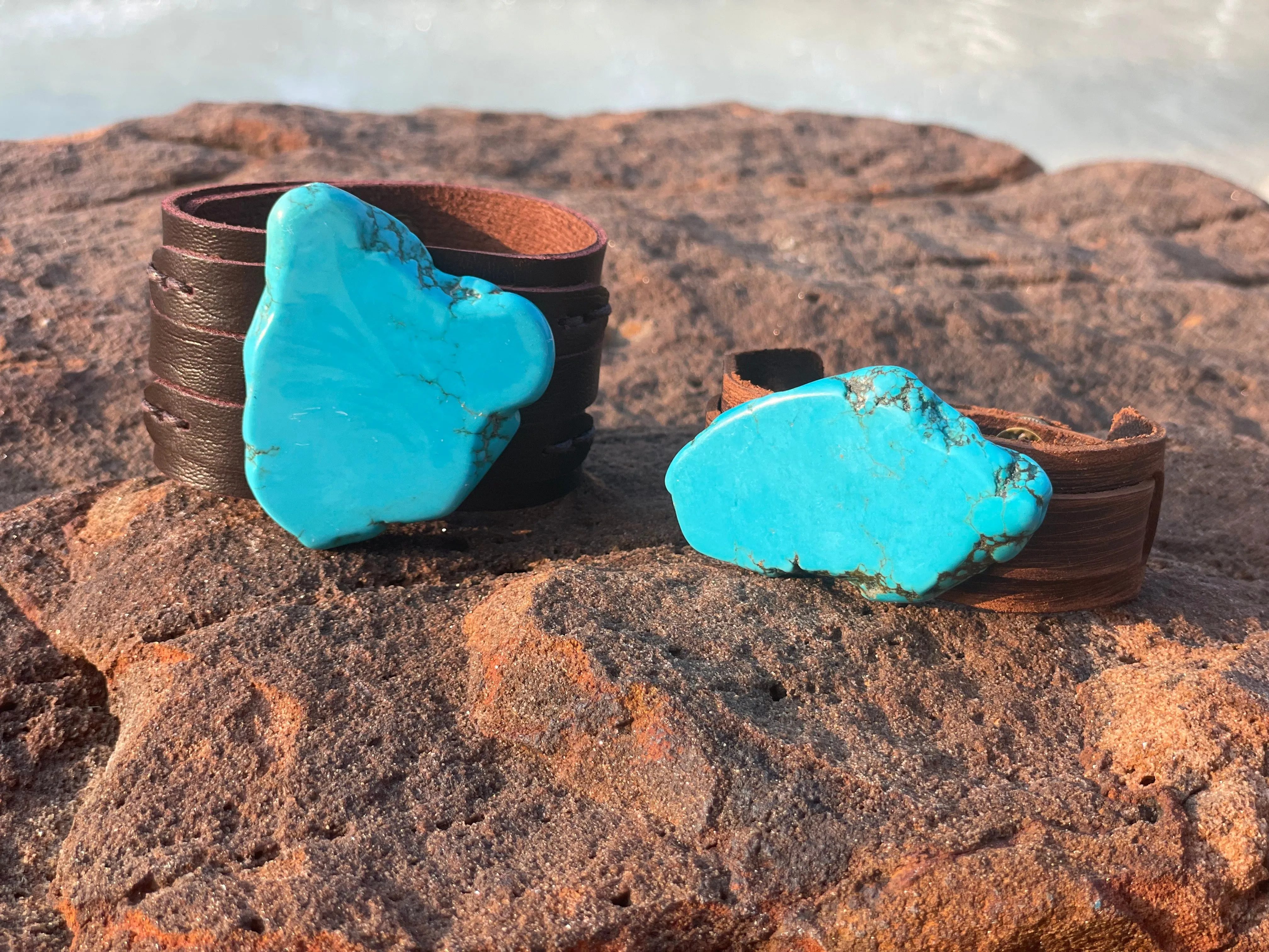 Leather & Turquoise Cuff