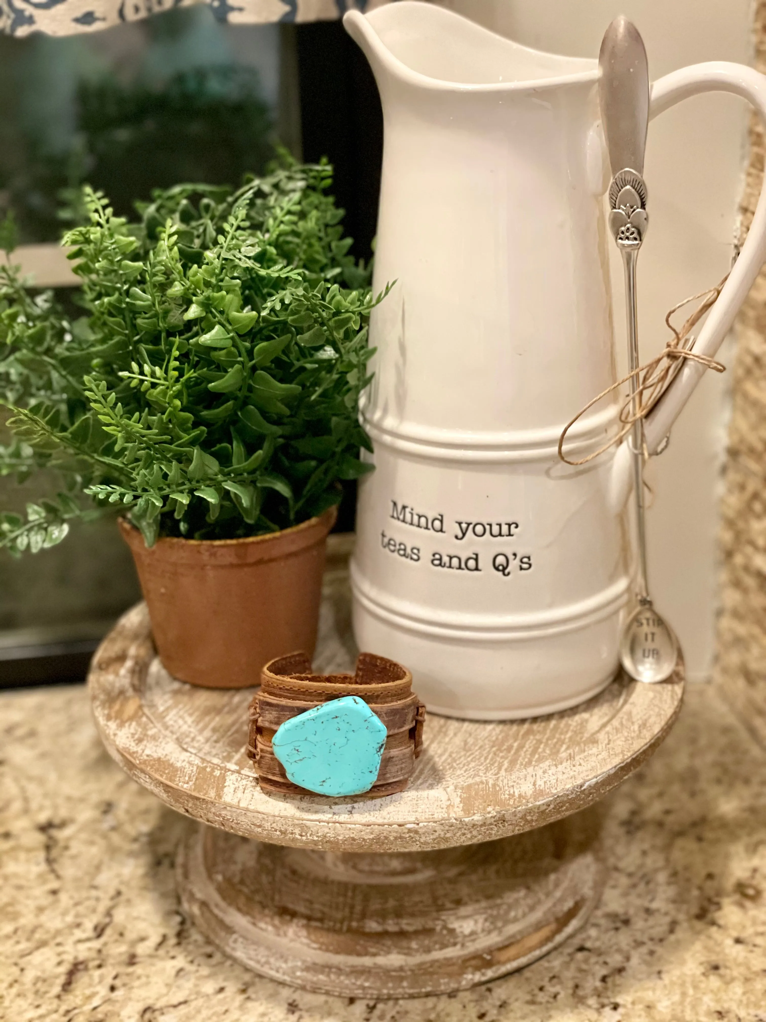 Leather & Turquoise Cuff